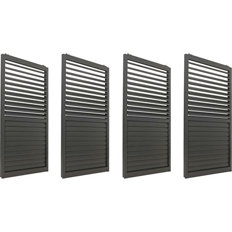 4er-Set Aluminium Schiebetür für Pergola HHG-508, Terrassenüberdachung, Lamellenpaneel Modul, 206x369cm anthrazit (1/5)