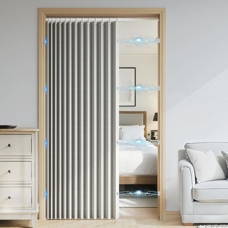 1 panneau occultant magnétique à isolation thermique avec œillets240 x 240 cm, pliable, résistant à la chaleur et au froid, pour salon et chambre à coucher, gris (1/5)