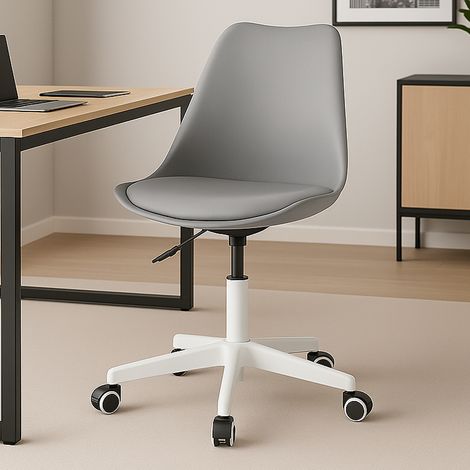 Sedia da Ufficio Poltrona da Studio Girevole Ergonomica con Ruote in PP e Schiuma Grigio (1/4)