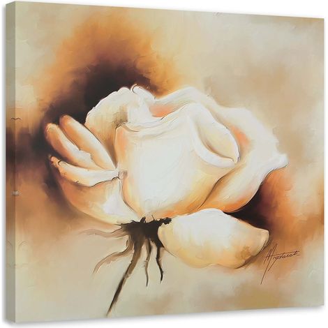 Tableau sur toile Fleur de rose Blanc Naturel 40x40 (1/5)