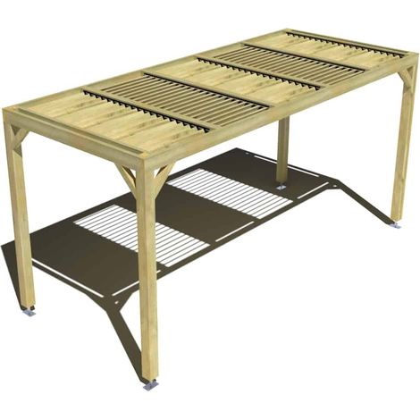 Pergola bois • 5m x 2m • indépendante • sens profondeur • lames orientables bioclimatiques incluses • livraison comprise (1/3)