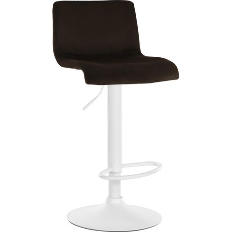 Sgabello da bar x1 con poggiapiedi altezza regolabile schienale basso in velluto marrone struttura in metallo bianco 100006258