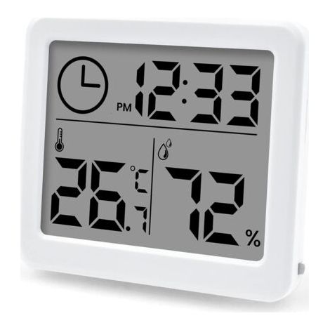 Thermometer Hygrometer Hochpräziser Monitor, LCD mit Innenfeuchtigkeitszeit und Thermometer, für Büro, Gewächshaus (Batterie im Lieferumfang enthalten) (1/5)