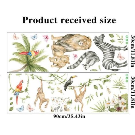Stickers Muraux Animaux de la Jungle Léopard Autocollant Mural Guépard Safari Décoration Murale Chambre Enfants Bébé Pépinière (1/4)