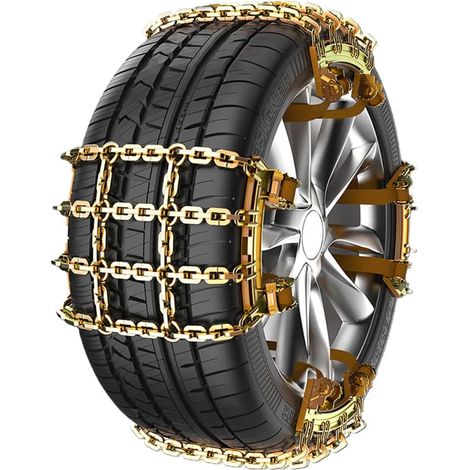 Chaînes à neige, chaînes antidérapantes pour pneus de voiture, ensemble universel de chaînes à neige en acier inoxydable, chaînes à neige réglables anti-Skid pour voiture, SUV, camion (1/5)
