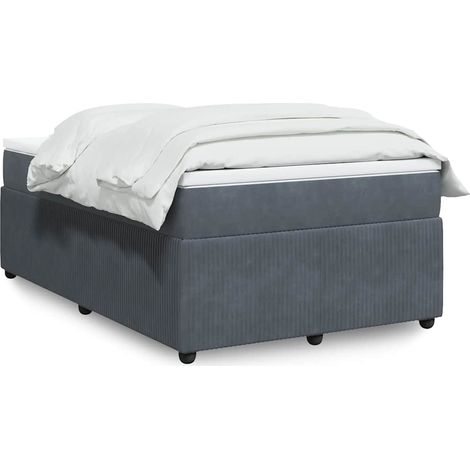 Cama box spring con colchón terciopelo gris oscuro 120x190 cm (1/5)