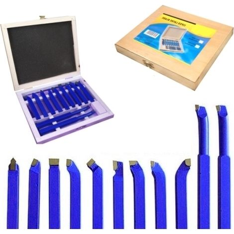 Lame/Utensili in acciaio per troncatura a tornio/mini tornio 8mm in box di legno set 11 pz