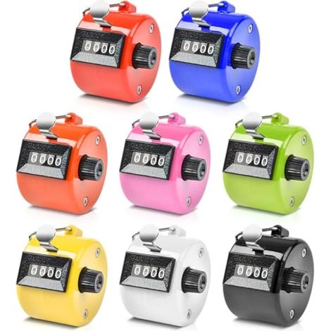 Vegena Compteur Manuel, 8 Pcs Compteur à Main Mécanique, Compteur Manuel à 4 Chiffres, Compteur de Doigt, Couleur Main Compteur, Nombre Compteur Main Compteur pour Sport L'entraînement (1/5)