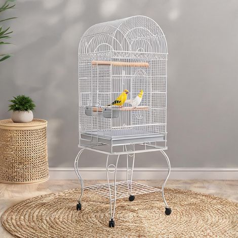 Cage pour oiseaux blanc en acier 51 x 51 x 153 cm (1/5)
