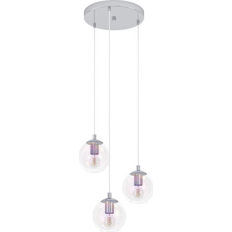 Lampadario Tondo Contemporaneo Ariscani 2 Acciaio Cromo Trasparente 3 Luci E27