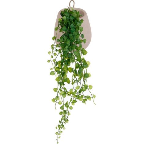 Atmosphera – Plante verte artificielle lierre en pot suspendu H 58 cm – Matière polyéthylène – Pot en ciment – Décoration intérieure moderne