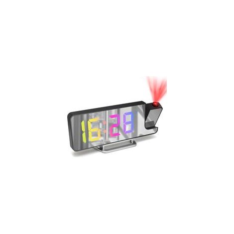 Chiffres Colorés eveil Projecteur Plafond, Réveil avec Écran LED, Réveil Projection avec Température, Affichage 12H/24H, Luminosité Réglable, Horloge Numérique pour Chambre