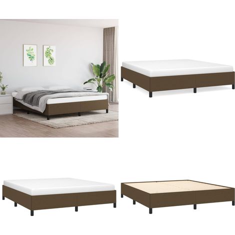 Bettgestell ohne Matratze Dunkelbraun 180x200 cm Stoff - Bettrahmen - Doppelbett - Massivholzbette - Lattenrost - Boxspringbetten - Home & Living
