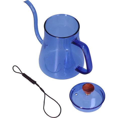 Bouilloire à long bec verseur, grande capacité, résistante à la chaleur, facile à nettoyer, cafetière à longue ouverture, bleue (1/5)