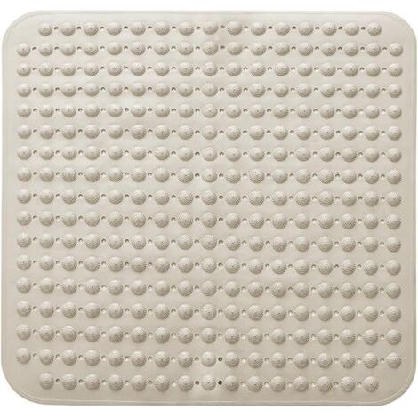 Tapis De Douche Antidérapant, 48 x 48 cm Tapis anti Dérapant Avec Ventouses, Tapis de Bain Carré Antidérapant à Ventouses, Tapis de Douche de Massage Antidérapant, Lavable en Machine, Carré, Kaki (1/5)