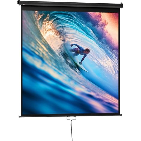 Écran de projection 178 x 178 cm 99 pouces 1:1 HD 4K noir pour home cinéma et bureau REDOM (1/5)