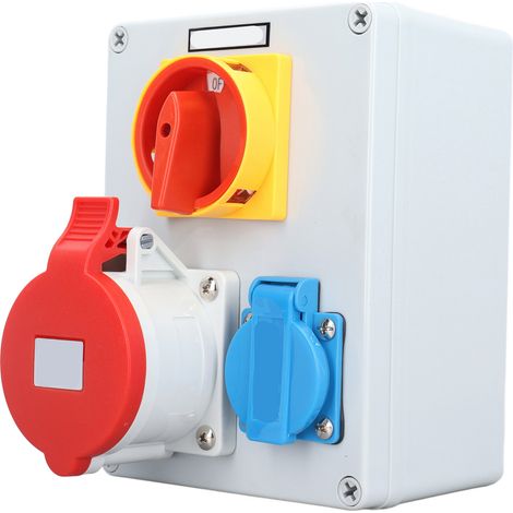 Coffret de chantier mural SGKJ-2C IP44 étanche extérieur avec prise 15A, prise industrielle 5 broches 32A et interrupteur rotatif 2 positions (1/5)