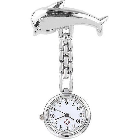 Dolphins Quarz-Krankenschwesternuhr aus Legierung, modische Armbanduhr, lächelnde Krankenschwester-Tischuhr-Silver