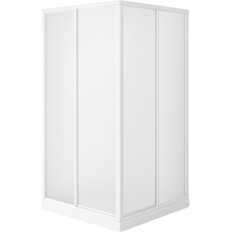 Box doccia angolare 80x80 cm ed Altezza 185 cm - Box reversibile con cabina doccia ad apertura scorrevole centrale con maniglia e pannello in acrilico anticalcare - Bianca (1/5)