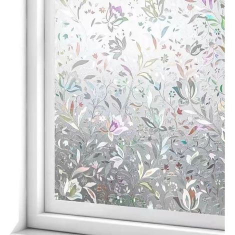 Film pour Fenêtre Film Electrostatique 45 cm × 200 cm Protége Intimité Anti-UV Décoratif Film Vitre Anti Regard Occultant avec Motif Tulipes Fleurs (1/5)