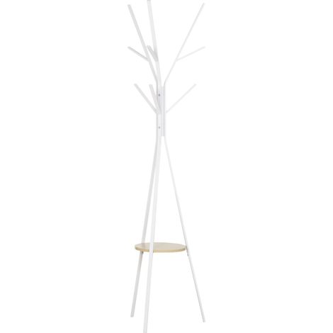 Appendiabiti da terra bianco in metallo con ripiano MDF 45x45x180 cm HOMVRA (1/5)