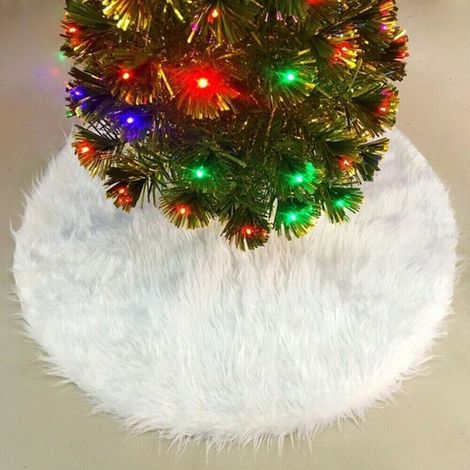 Tappeto Bianco Pelliccia Gonna Base copri piede per Albero di Natale decorazioni pelo lungo o corto - Diametro: diametro 90 cm pelo corto (1/5)