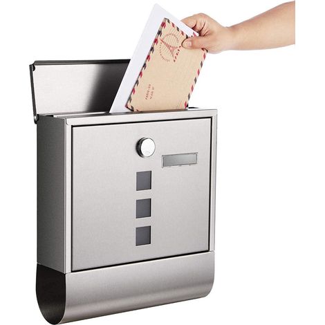Cassetta postale da parete con serratura con coperchio finestrelle per visualizzazione nome posizione rotolo per giornali facile da installare color argento