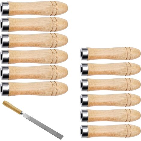 Lot de 12 Poignées de Lime en Bois Manche Bois pour Lime avec Collier  en Métal Solide Descripteur de Fichier pour Couper des Fichiers Travaux Manuels Garage (1/5)