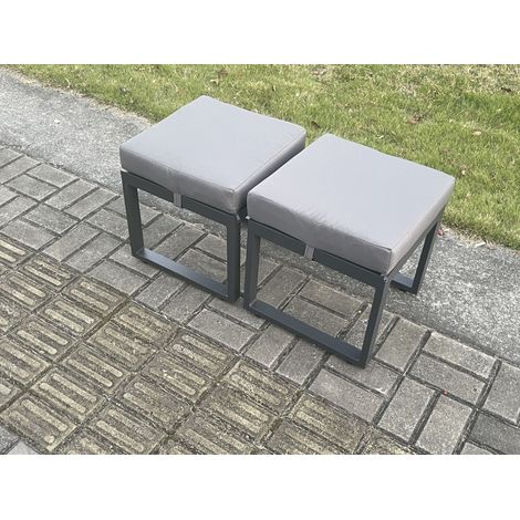 Fimous 2 Pcs Aluminium Outdoor Garden Footstool Patio Small Stool for Balcony, Terrace,Swimming Pool Dark Grey (1/2)
