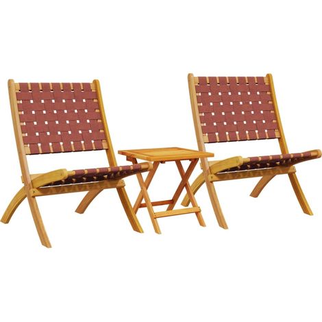 Maison Exclusive - Sedie pieghevoli, 2 pezzi, con tavolino, in legno massello rosso (1/5)