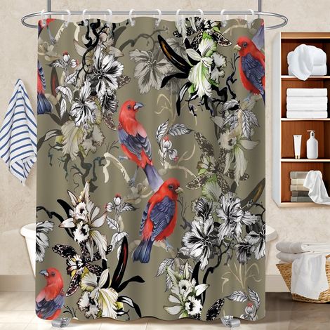 Rideau de bain imprimé polyester 180x180 bordure lestée rideau imperméable pour célibataire actif (1/5)