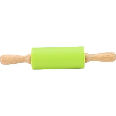 Mattarello in silicone antiaderente verde con manico in legno (1/5)