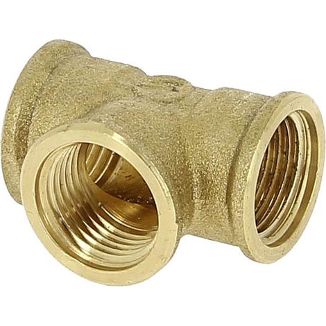 Anquier – Té laiton égal femelle 1/2 – Raccord à visser – Taraudage 1/2" (15x21) – Norme A.C.S. NF EN 12164 – NF EN 12168 (1/4)