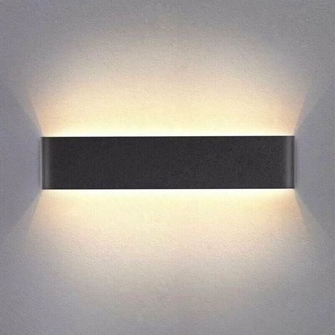 Lámpara de Pared LED Moderno Interior Acrílico Lámpara de Pared 14W 220V 3000K Blanco Cálido para Dormitorio, Salón, Escalera, Pasillo - Negro 40cm (1/4)