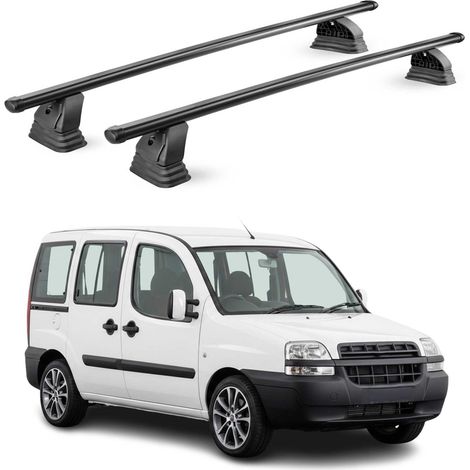 OMAC Stahl Dachträger Querträger Fiat Doblò I 2000-2010 – TÜV / DIN 75302:2019 – Abschließbar – Max. 75 kg – 2 Stangen – Schwarz (1/5)