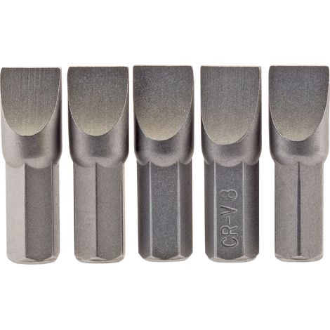 Draper 8.0mm 1/4 Hex. Plain Slot Insert Bit 25mm Long x 5 (64013) (1/5)