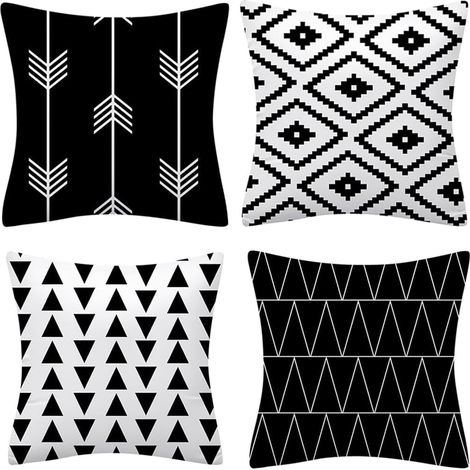 Lot de 4 housses de coussin, 50 x 50 cm, géométriques, modernes, douces, décoratives, pour canapé, salon, chaise, lit (1/5)