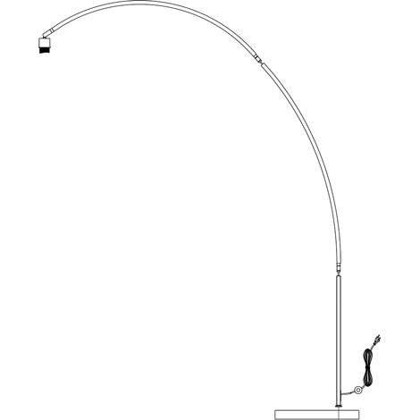 Lampadaire arc en métal et tissu – Abat-jour lin blanc 40cm – Hauteur 185cm – Interrupteur au sol – Base solide 35cm – Steinhauer