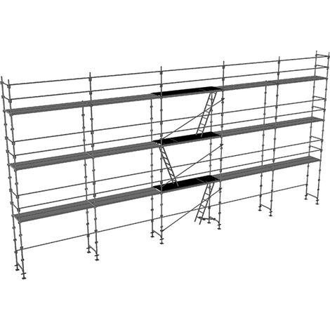 Echafaudage fixe de façade 128m² - Structure et planchers + Lisses - DUO128-SP (1/5)