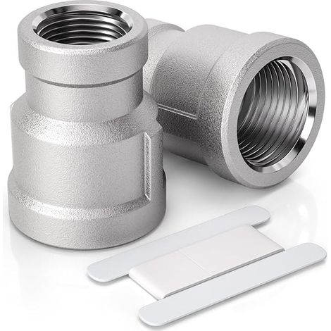 2pcs 3/8" Female to 3/4" Female BSP Thread Stainless Steel 304 Hex Socket Reduction Connector for Pipe Connection Conversion (1/5)