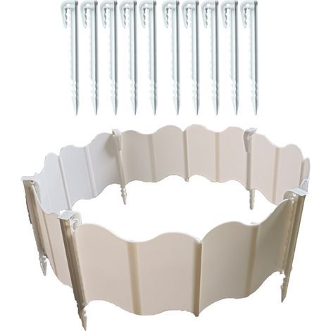 Clôture en plastique, bordure de pelouse de jardin,-Blanc (1/2)