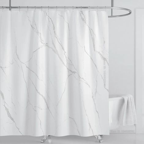 Filiyano-Rideau de douche imperméable effet marbre avec crochets, imprimé et lavable, décoration intérieure, L 240 x H 180 cm