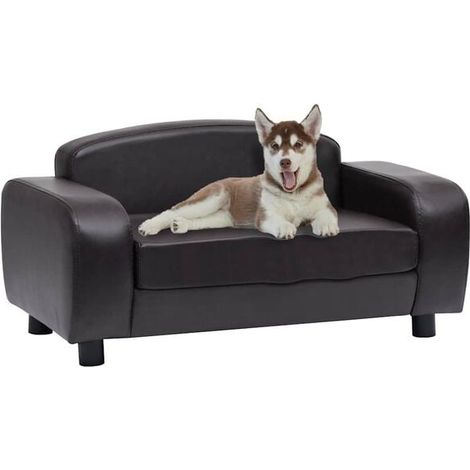 Canapé marron pour chien, 80 x 50 x 40 cm, simili cuir