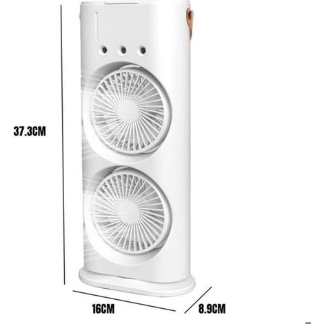 Ventilateur Double - 3 Vitesses Brumisation - Oscillation 120° - Lumière Ambiance 7 Couleurs - USB-C - 600 Ml - 1 Pièce (1/5)