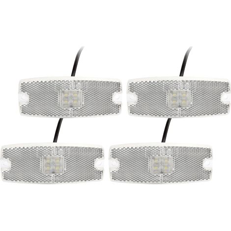4 Pcs Feux de Gabarit LED pour Remorque 12V 24V Feux de Position Latéraux Camion avec Réflecteur, Homologué E-Mark, Imperméable, Incluses 8 Vis Montage, Tapis éponge - Blanc (1/5)