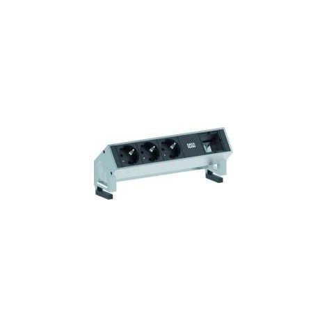 Bachmann Desk 2 multipresa nera e argento in alluminio