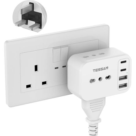 Adaptateur Prise Anglais, 3250W Italien 2 USB A, 2 USB C