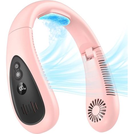Ventilatore da collo，ventilatore USB ricaricabile da 5000 mAh，mini ventilatore per uomo e donna，ufficio e esterni (Rosa) (1/5)