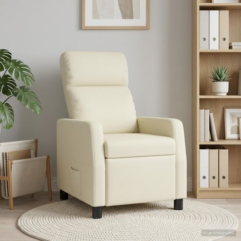 vidaXL Recliner Crema Cuero sintético (1/5)