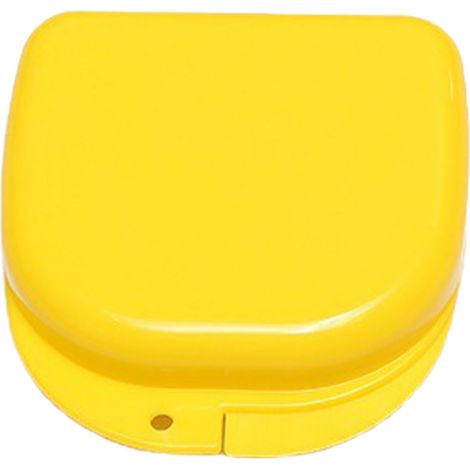 Étui de rangement professionnel pour prothèses dentaires, boîte jaune anti-poussière et portable pour protège-dents (1/5)